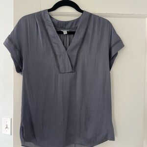 Jigsaw Charcoal Gray V-Neck Blouse